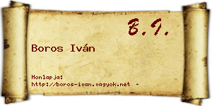 Boros Iván névjegykártya