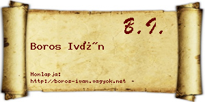 Boros Iván névjegykártya